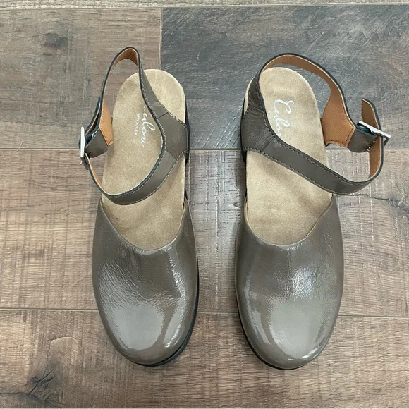 Calou Stockholm Dolores Clog Patent Leather Gray Size 10 - Picture 3 of 7